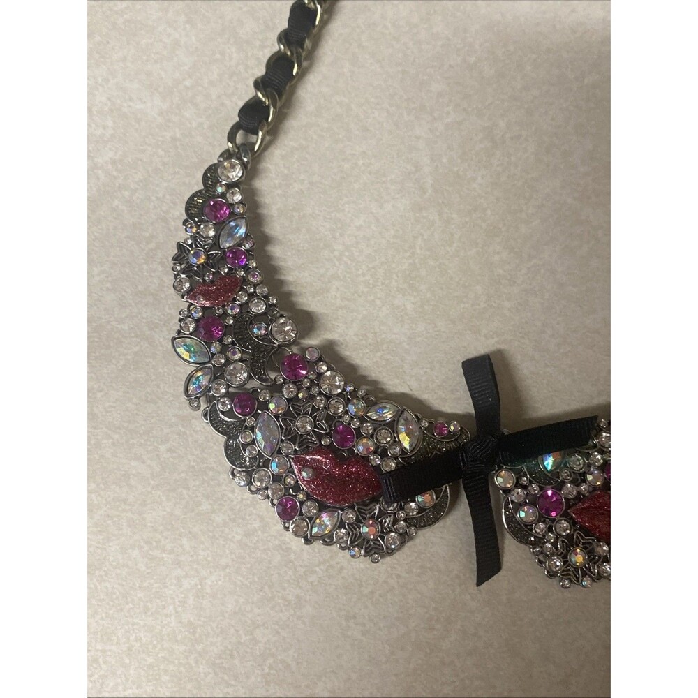 Betsey Johnson Pink, Black and Silver Jeweled Collar Necklace - Picture 3 of 13